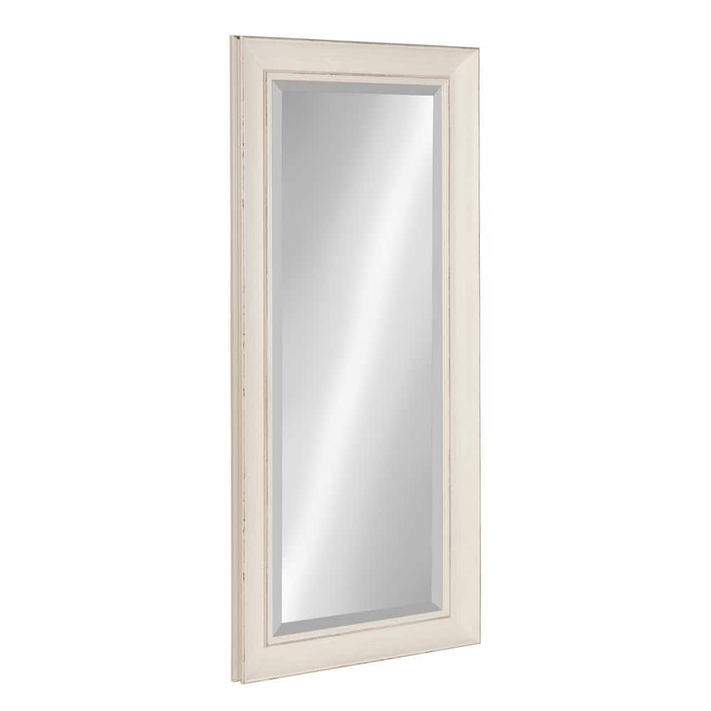 Macon Distressed Soft White Full Length Beveled Wall Mirror 16x36