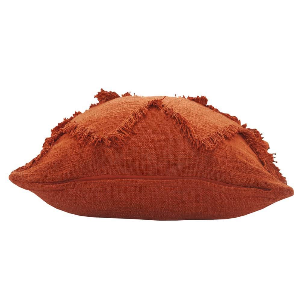 Cinnamon Chevron Shag Square Throw Pillow, 20" x 20"