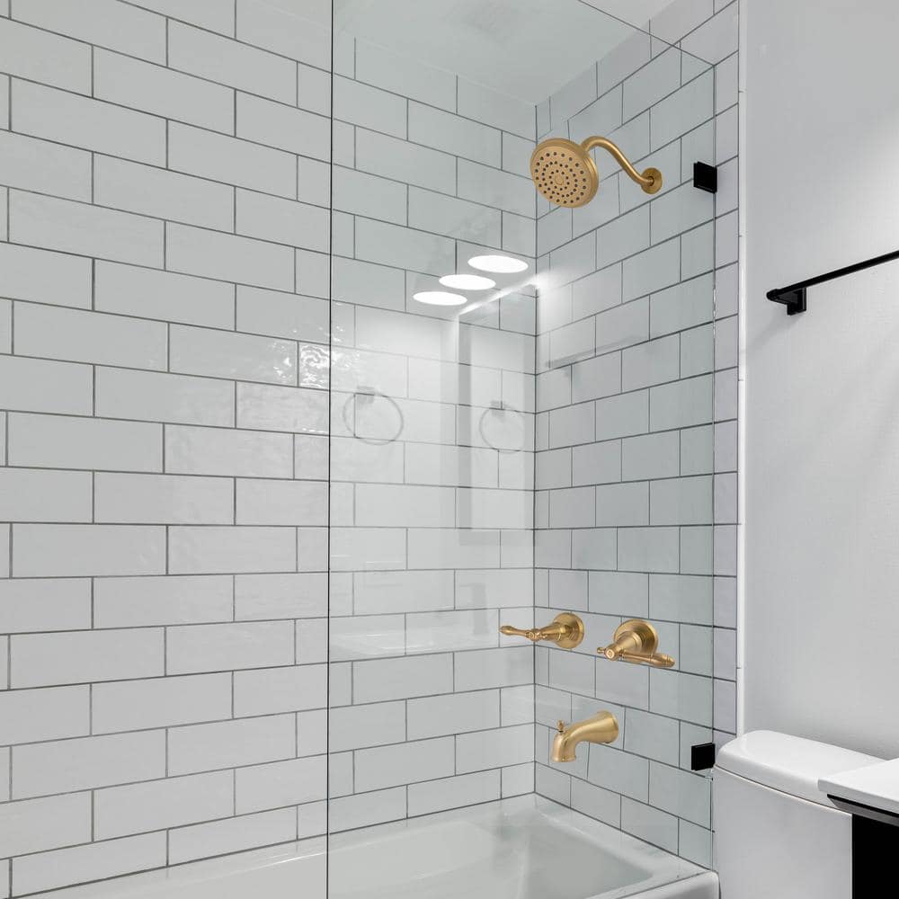 Brushed Gold Brass Wall Mounted Shower and Faucet Set