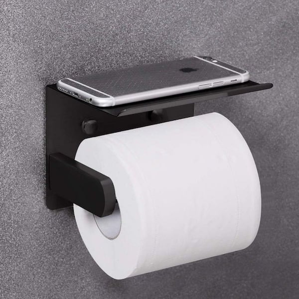 Cisily CISILY Black Toilet Paper Holder Stand with Phone Shelf, Bathroom  Decor Toliet. Tissue Paper Roll Holder Free Standing Storage