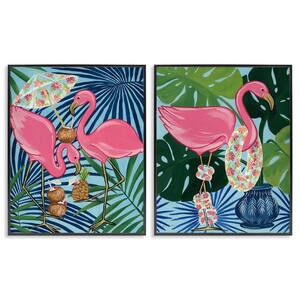 Happy Hour Flamingos by Yvette St. Amant 2-Pieces Black Framed Animal Giclee Art Print 20 in. x 16 in.