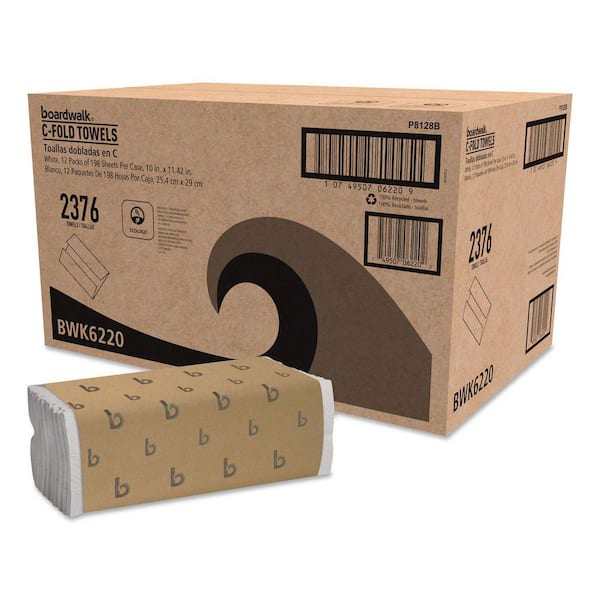C-Fold Paper Towels Bleached White (198 Sheets per Pack, 12-Packs per Carton)