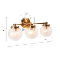 LNC 21.7 in. 3-Light Modern Plating Brass Bathroom Vanity Light with Cracked Globe Glass Shades LRBZYBF35W348C