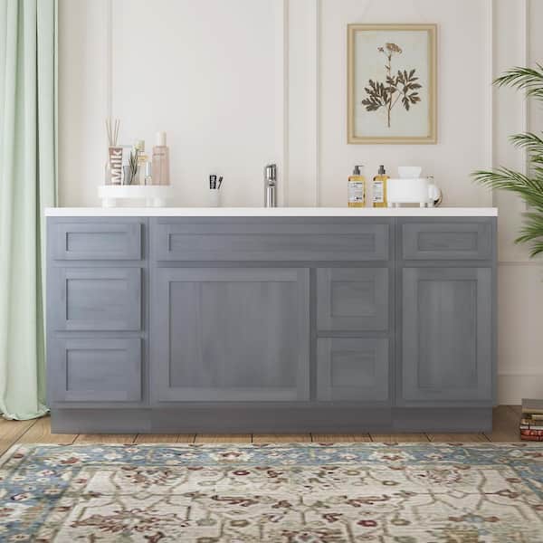 Vanity Art 66 in. W x 21 in. D x 32.5 in. H Bath Vanity Cabinet without Top in Silver