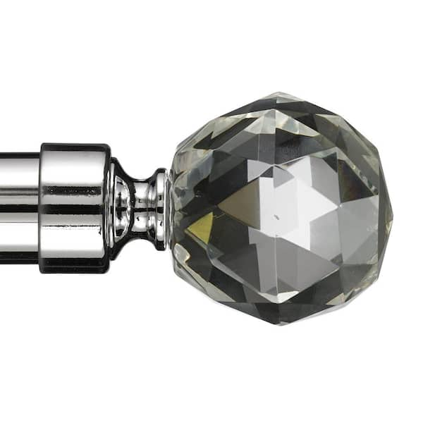 Art Decor Gemstone 4 ft. Non-Telescoping Single Curtain Rod in Chrome