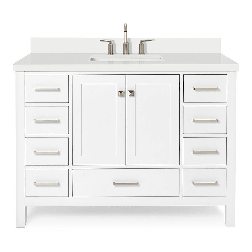 Cambridge 49" White Painted Freestanding Single Sink Vanity with Quartz Top