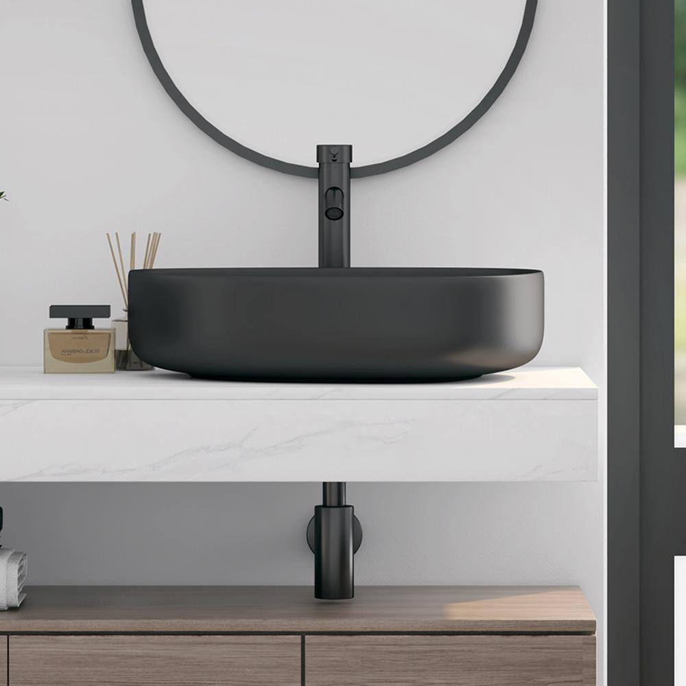 Zermatt 22" Matte Black Ceramic Irregular Vessel Sink
