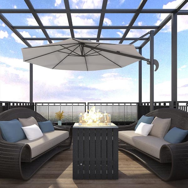 Wateday Outdoor Black Square Metal 32.2 in. Fire Pit Table