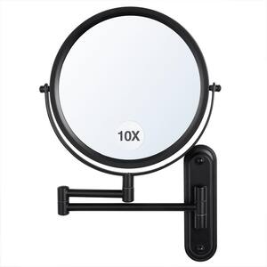 8.5 in. Folding Wall Mirror Bathroom HD Makeup Mirror with 1X/10X Magnification-Black