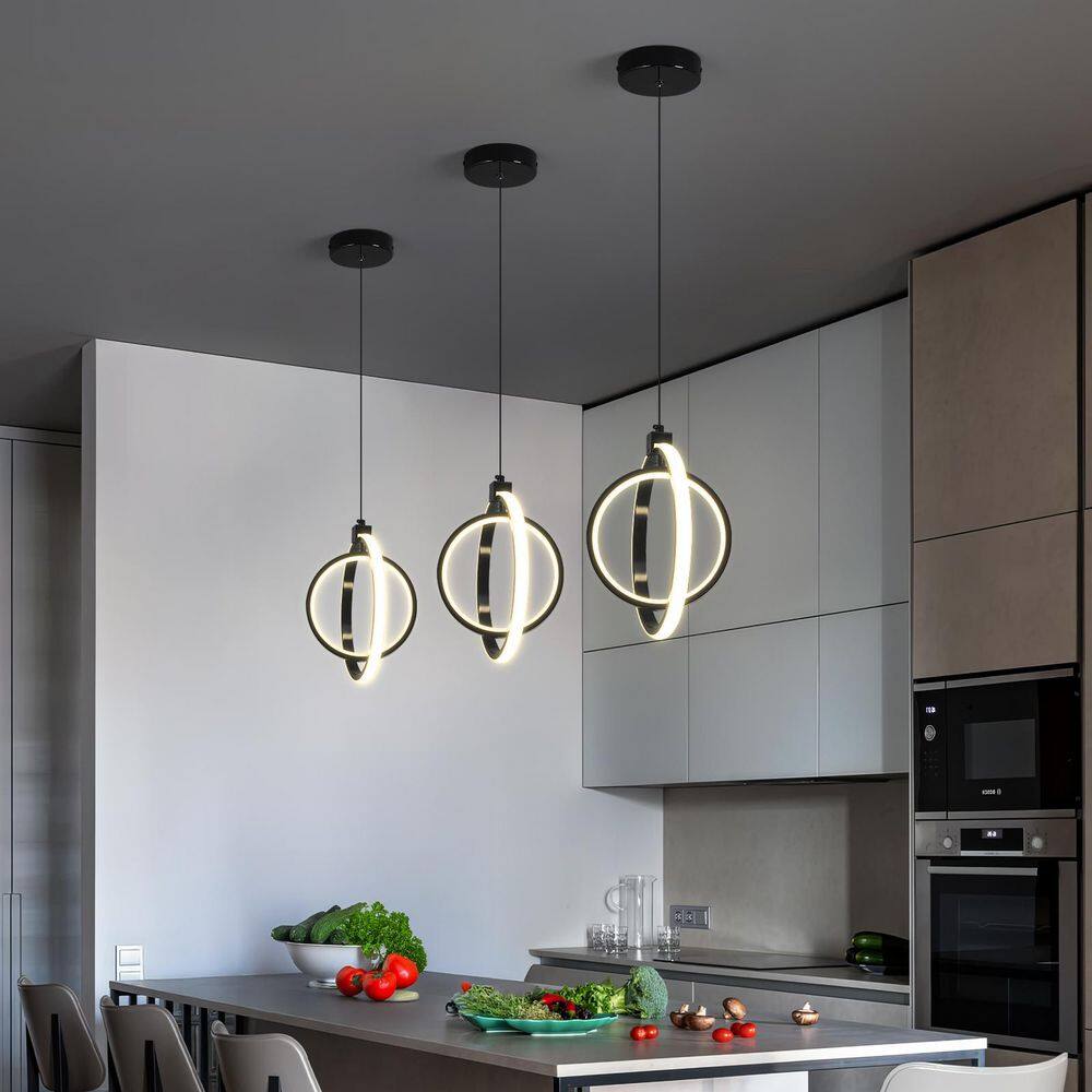 Home Lighting Plated Black Round 1-Pack Modern LED Pendant Lights for Dining Room price history on PriceWatchPro
