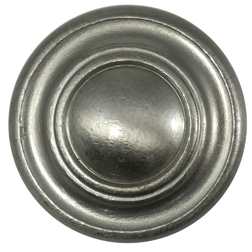 Nantucket Satin Pewter Round Metal Knob with Mounting Hardware