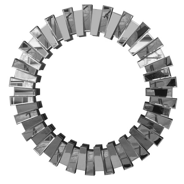 Tatahance 32 in. W x 32 in. H Round Silver Contemporary Floating Wall Mirror