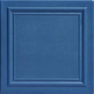 Line Art Van Deusen Blue 1.6 ft. x 1.6 ft. Decorative Foam Glue Up Ceiling Tile (21.6 sq. ft./Case)