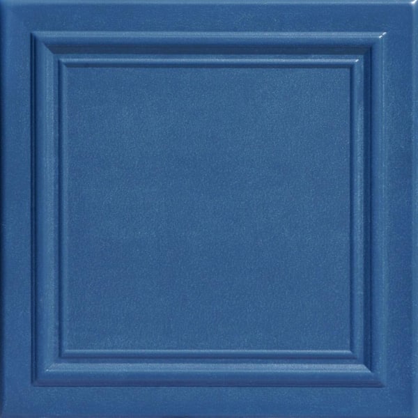 A La Maison Ceilings Line Art Van Deusen Blue 1.6 ft. x 1.6 ft. Decorative Foam Glue Up Ceiling Tile (21.6 sq. ft./Case)