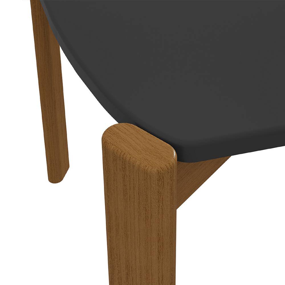 Matte Black MDF and Eucalyptus Wood Dining Table
