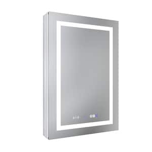 24 in. W x 36 in. H Rectangular Aluminum Recessed/Surface Mount LED Medicine Cabinet with Mirror Dual Outlet, Dual USB