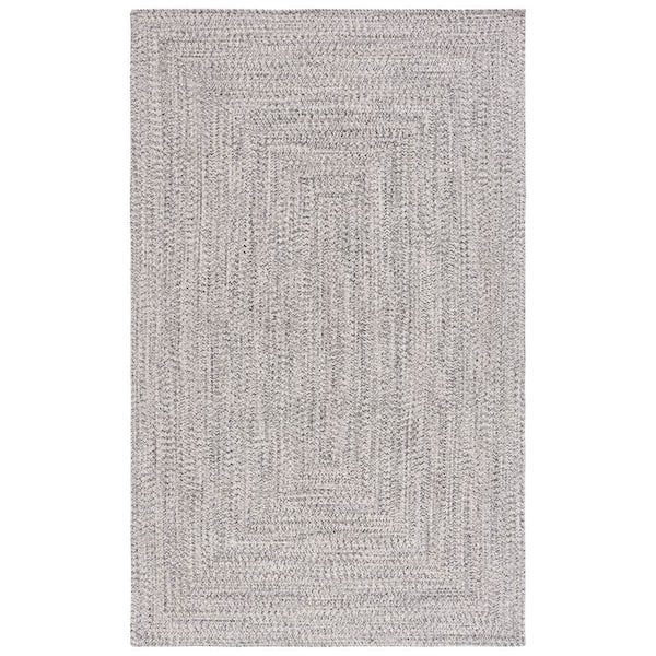 Braided Gray/Ivory 5 ft. x 8 ft. Machine Washable Concentric Woven Area Rug