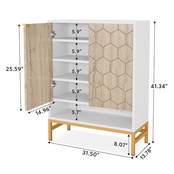 Tribesigns 41.34-in H 3 Tier 24 Pair White and Brown Mdf Shoe Cabinet in  the Shoe Storage department at