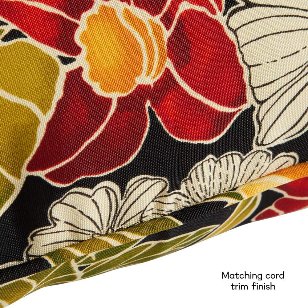 Aloha Black Floral Outdoor Deep Seat Cushion Set