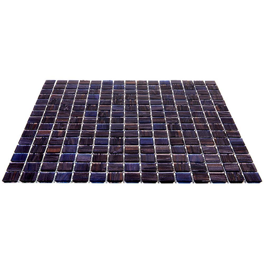 Celestial Deep Indigo Blue Iridescent Glass Mosaic Tile