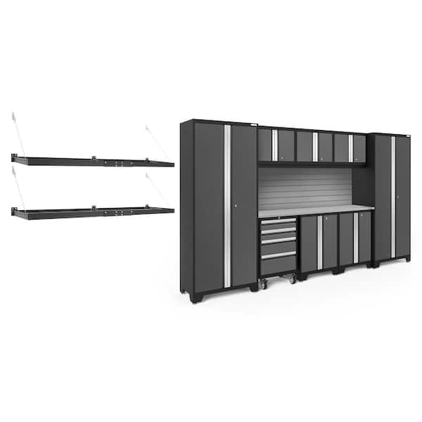 NewAge Products Bold Series 132 in. W x 76.75 in. H x 18 in. D 24-Gauge Steel Garage Cabinet Set in Gray (9-Piece)
