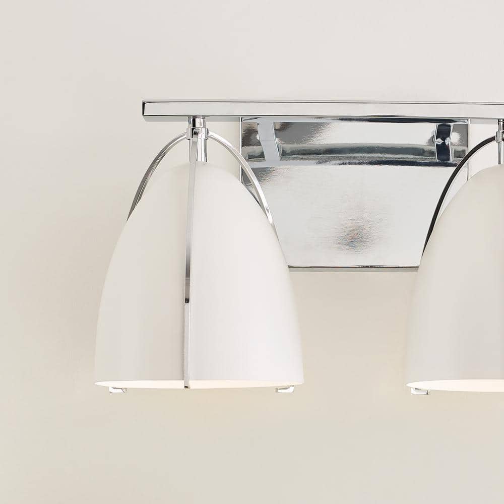 Bentlee Chrome and White Steel 2-Light Vanity Light