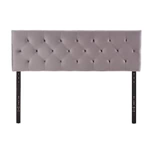 Jane Adjustable Gray Velvet Upholstered Full Headboard