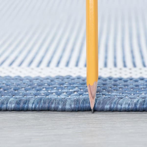 Eco Solid Border Blue 4 ft. x 6 ft. Indoor/Outdoor Area Rug