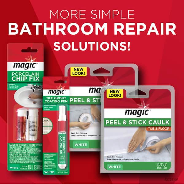 1-1/4 in. x 5 ft. Tub and Floor, Peel and Stick Caulk Strip in White