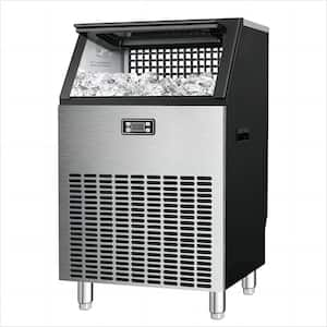 21.89 in. 200-lb Freestanding/Built-In Cubed Ice Maker in Silver and Black Stainless Steel