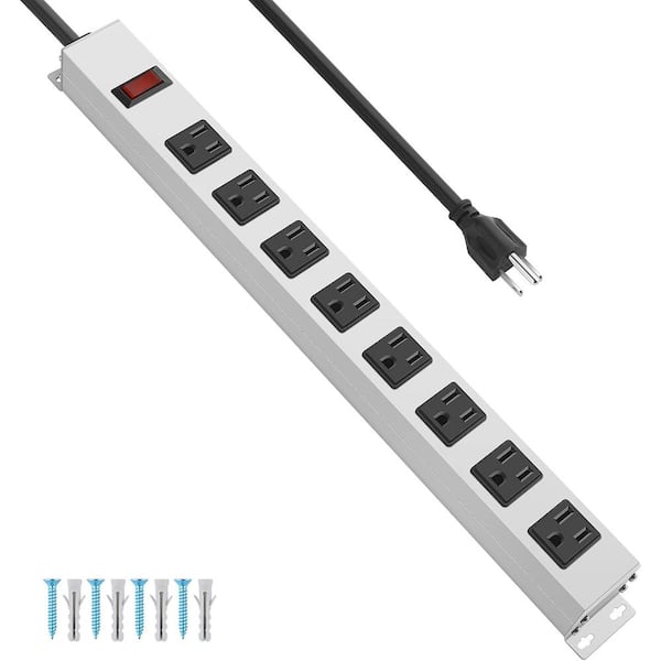 Lukyamzn 8-Outlet Power Strip Surge Protector with Switch and Mountable Heavy Duty 6 ft. Power Strip in White