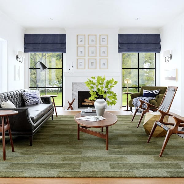 RUGS USA Remy Crosshatch Wool Olive 8 ft. x 10 ft. Indoor/Outdoor