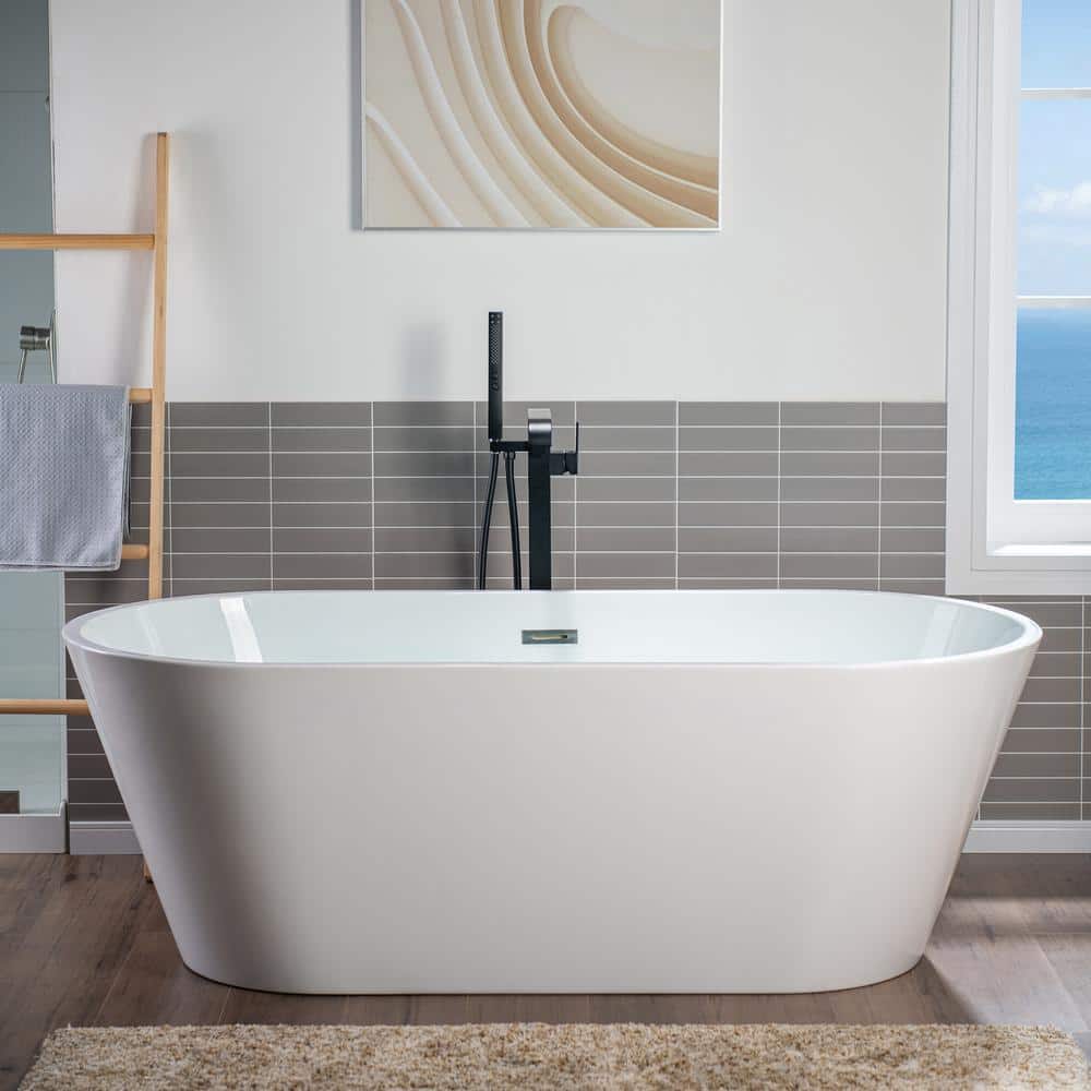 Matte Black Brass Freestanding Tub Faucet with Hand Shower