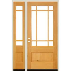 50 in. x 80 in. Contemporary RH 3/4 Lite Clear Glass Clear Stain Douglas Fir Prehung Front Door with LSL
