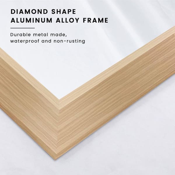 30 in. W x 36 in. H Rectangular Aluminum Alloy Framed & Tempered Glass Wall Bathroom Vanity Mirror in Light Yellow Wood