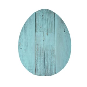 12 in. Rustic Farmhouse Turquoise Wood Egg