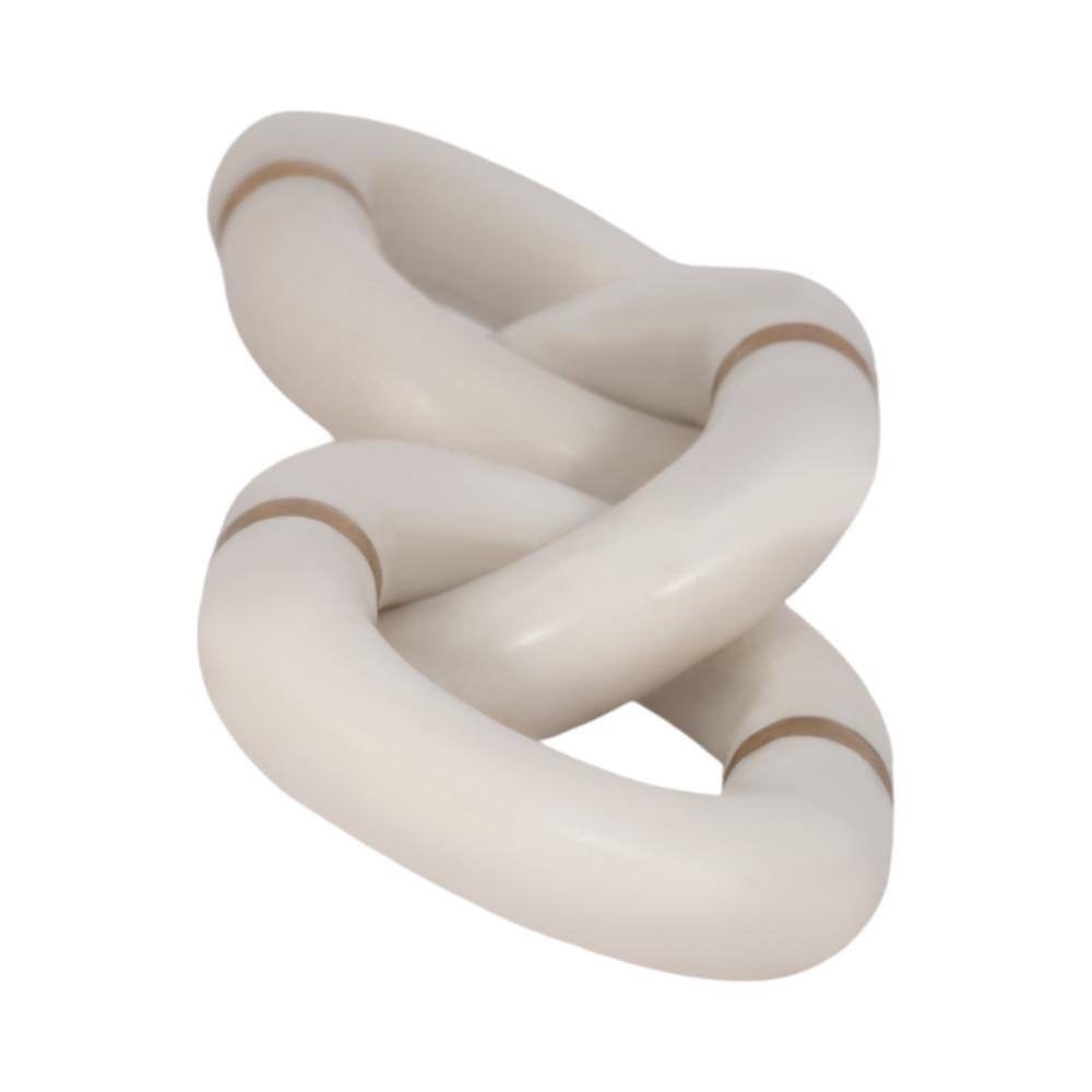 White and Gold Marble Chain Link Sculpture Decor