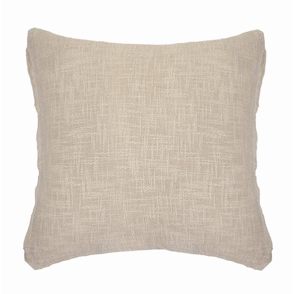 Birch Beige Cotton Double Diamond 20" Square Throw Pillow