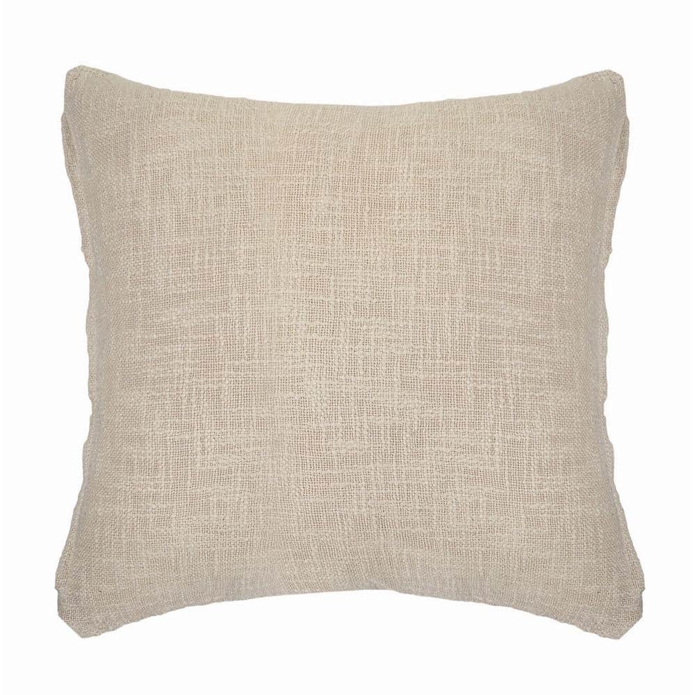 Birch Beige Cotton Double Diamond 20" Square Throw Pillow