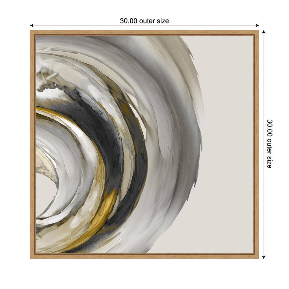 Odyssey Abstract Gray and Gold Canvas Wall Art with Maple Frame