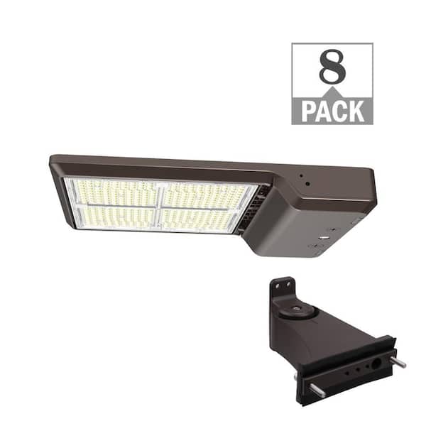 600-Watt Equivalent Integrated LED Bronze Area Light with Straight Arm Mount Kit TYPE 5 Adjustable Lumens CCT (8-Pack)