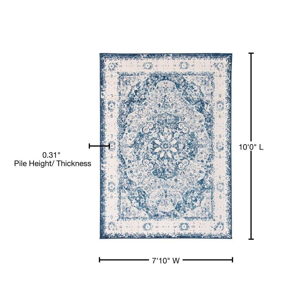 Bohemian Blue Distressed Medallion 8' x 10' Synthetic Area Rug