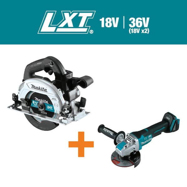 Makita 18V 6-1/2 in. LXT Sub-Compact Brushless Circular Saw with bonus 18V LXT Brushless 4-1/2 in. /5 in. X-LOCK Angle Grinder