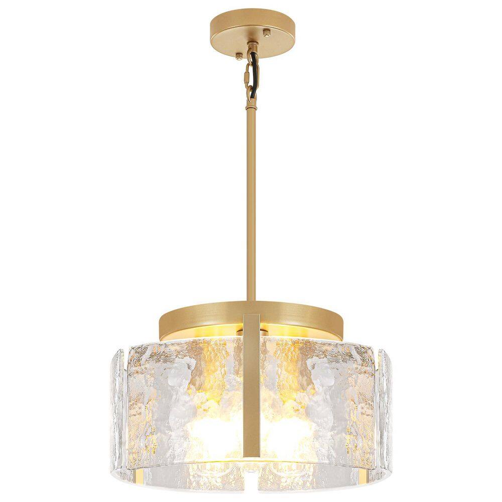 3-Light Modern Gold Drum Chandelier with Water Ripple Glass Shade for Kitchen Island & Dining Room price history on PriceWatchPro