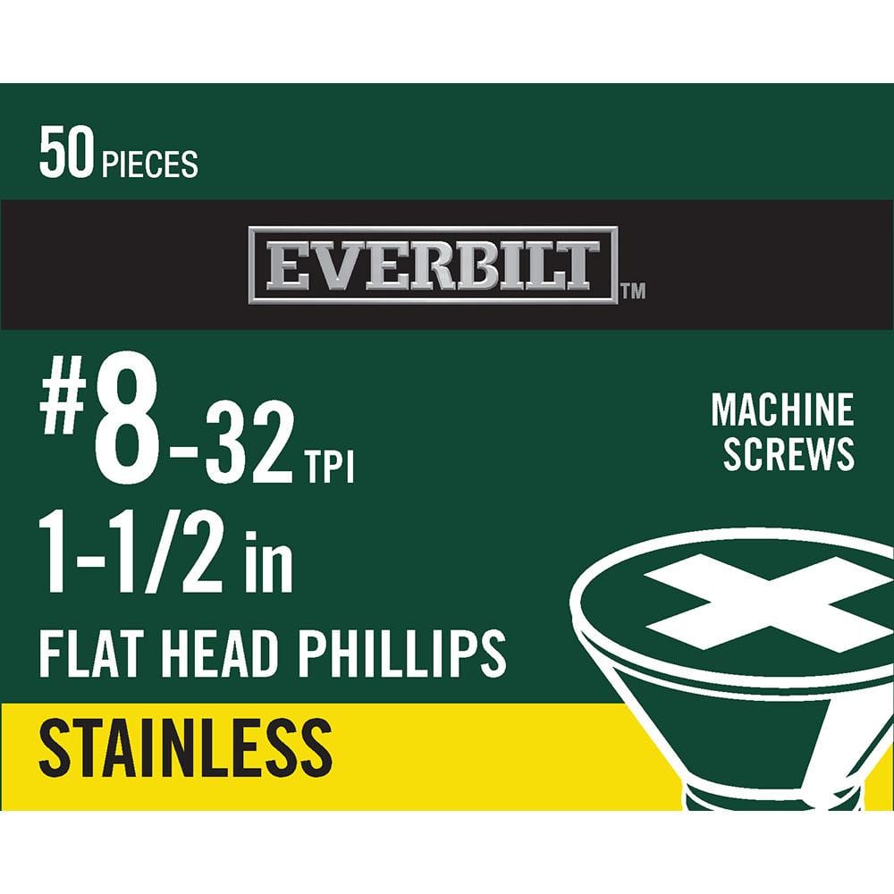 "#8-32 x 1-1/2 in. Phillips Flat Head Stainless Steel Machine Screw (50-Pack)" price history on PriceWatchPro