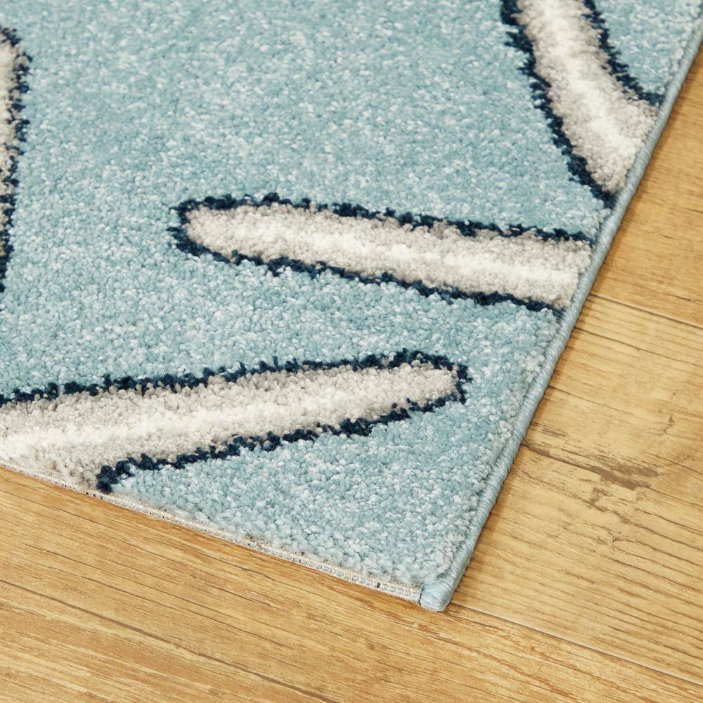 Massau Light Blue Synthetic Coastal Starfish Area Rug