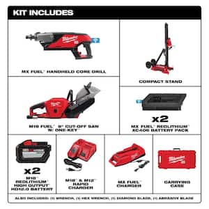 MX FUEL Lithium-Ion Cordless Handheld Core Drill Kit with M18 FUEL ONE-KEY 9 in. Cut Off Saw Kit