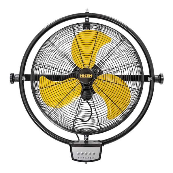 5000 CFM 20 in. Orbital Remote Control Wall Mounted Fan in Yellow