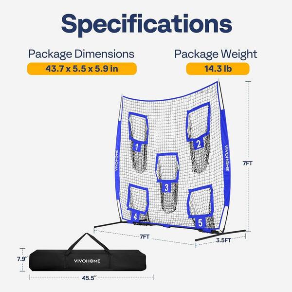 thumbnail image 2 of Navaris Football Throwing Net – 8x8ft With 5 Target Pockets, Includes Carry Bag 2 of 12