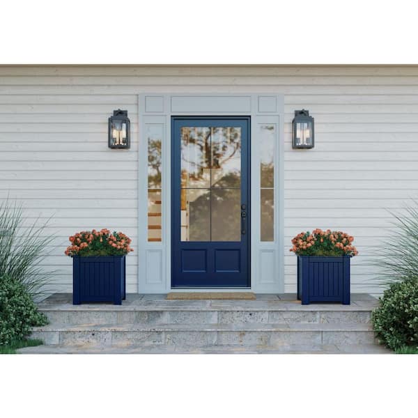 Grandbury 2-Light Antique Bronze Hardwired Outdoor Wall Lantern Sconce with Clear Glass Shade Farmhouse